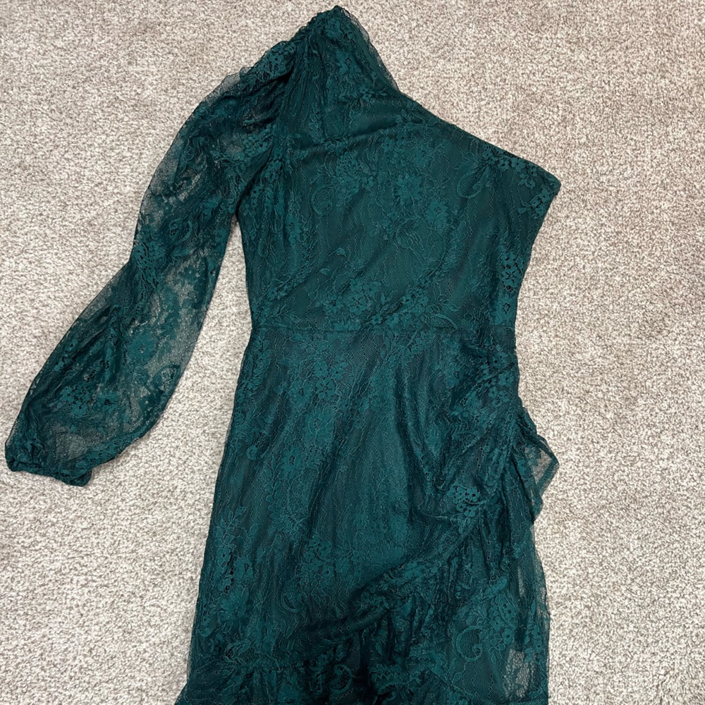 WAYF Deep Green Lace Dress